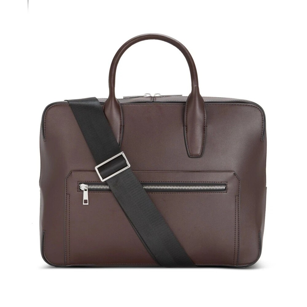 ALFANI Briefcase Brown Faux Leather Messenger Bag Laptop Crossbody
